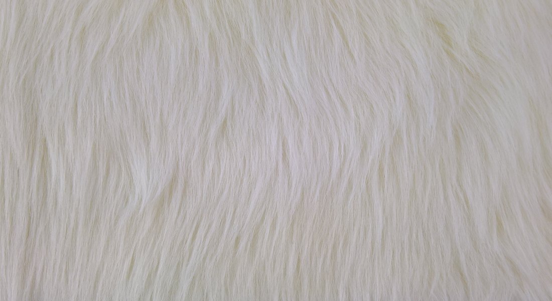 Umělá kožešina, smetanová, vlas 60 mm, šíře 150, metráž 
