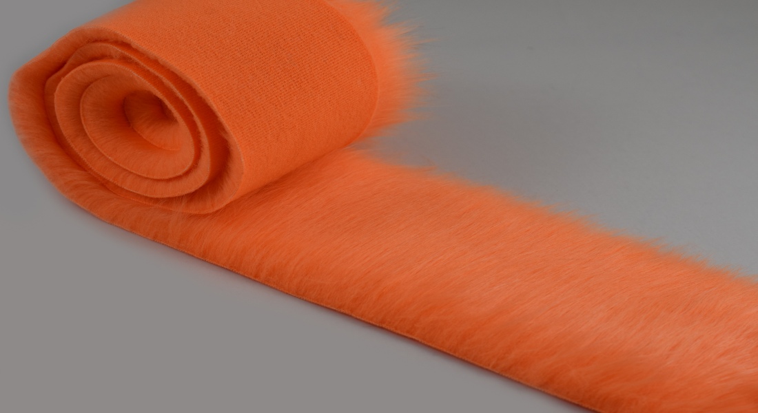 Kožešinový lem, oranžová-pomerančová vlas 60 mm