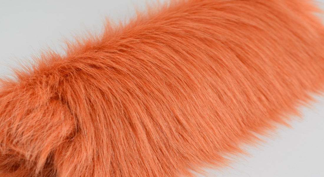 Umělá kožešina, lososově oranžová, šíře 150, vlas 60 mm, metráž