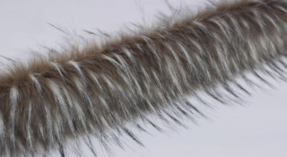 Kožešinový lem melír hnědé a bílé třášně,evropský